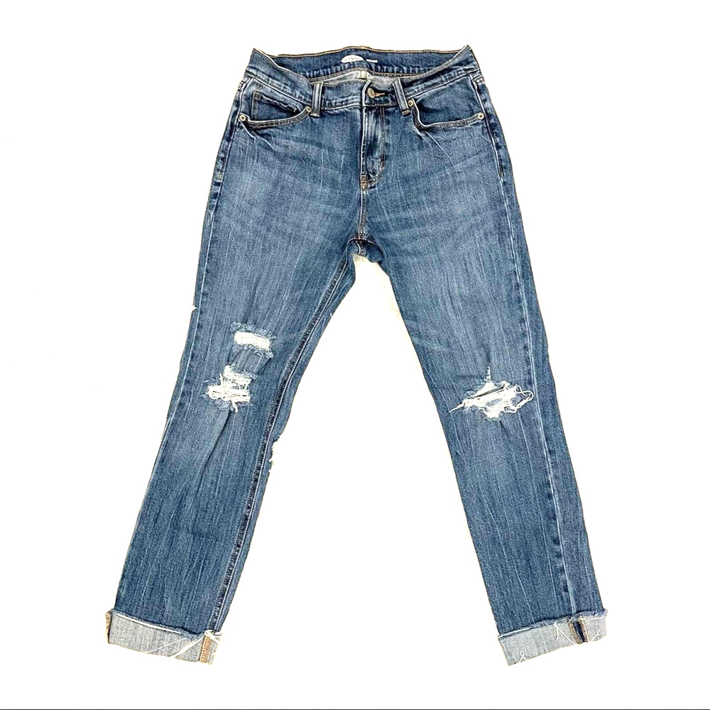 Old Navy Boyfriend Jeans Denim Distressed Cuffed Ankle Women’s Size 2